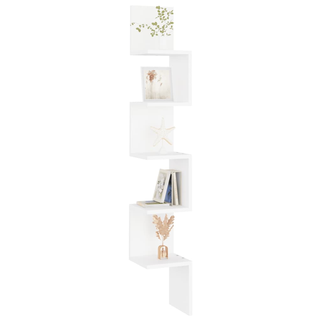 Vidaxl Corner Wall Shelf, White, 20X20X127.5 Cm