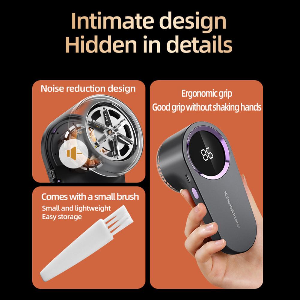 1pcs Lint Remover Electric Shaver Digital Screen USB Rechargeable Portable Design For Clothes Fabric Pill Removal Home Use Tools
