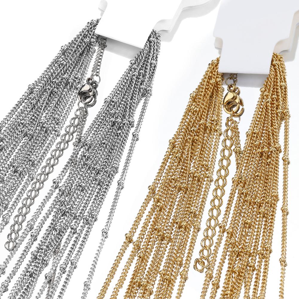 5pcs/lot Stainless Steel Chains 1mm 1.5mm 2mm Box Chain Rolo Link Cuban Long Necklace Chain for Jewelry Making DIY Wholesale