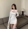 European & American Off-the-Shoulder Slimming Hollow-Out Dress