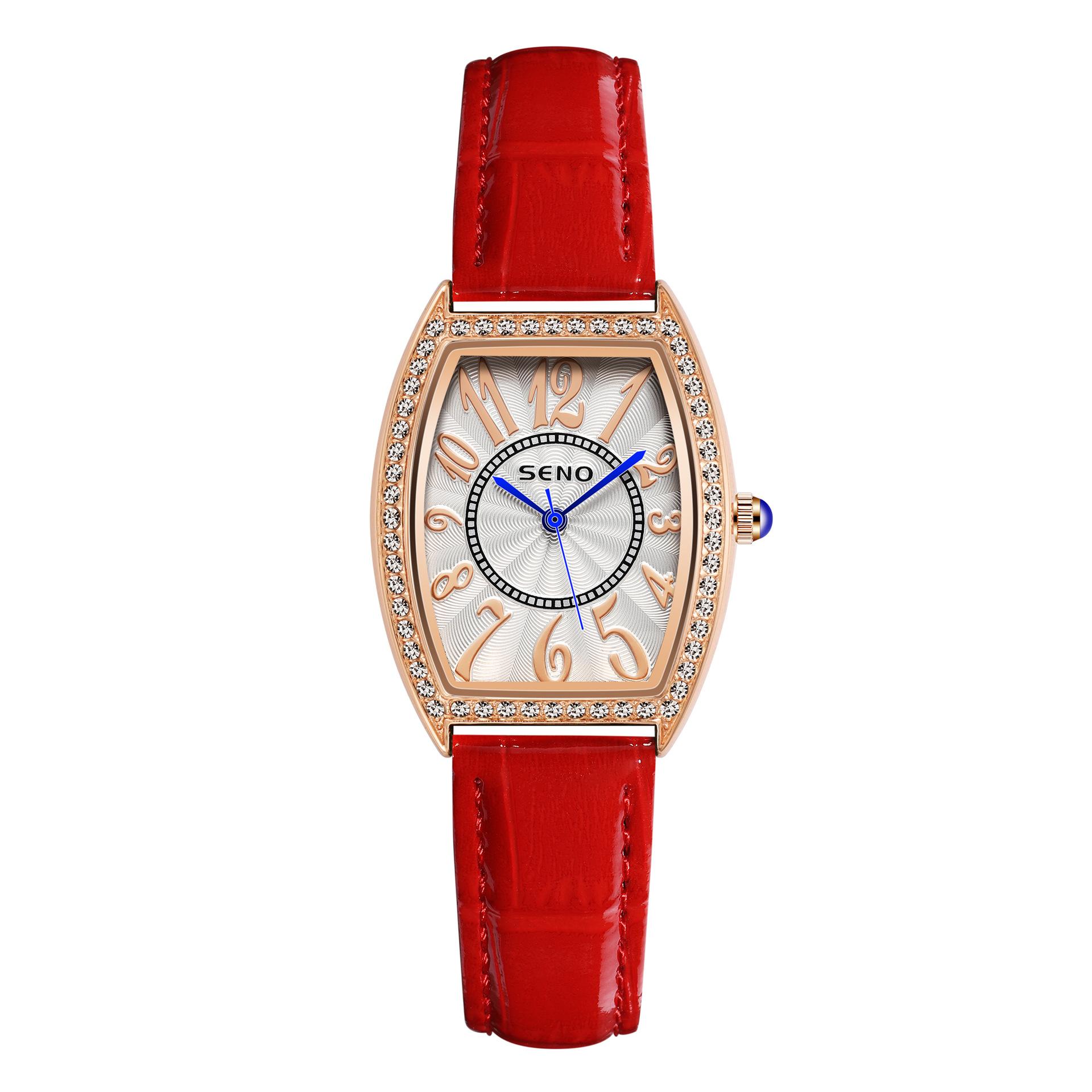 Женские прямоугольные модные женские часы Женские кварцевые часы красный