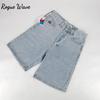 RogueWave Retro Hip Hop Cartoon Graphic Streetwear Denim Shorts Y2k Embroidery Baggy Jorts Harajuku Gym Basketball Shorts Men