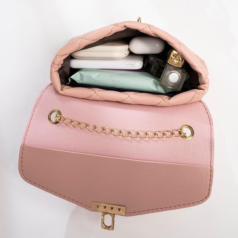 New Embroidered Small Square Bag Autumn Mobile Phone Bag Fashionable and Simple Diamond Shoulder Bag Messenger Bag One Piece