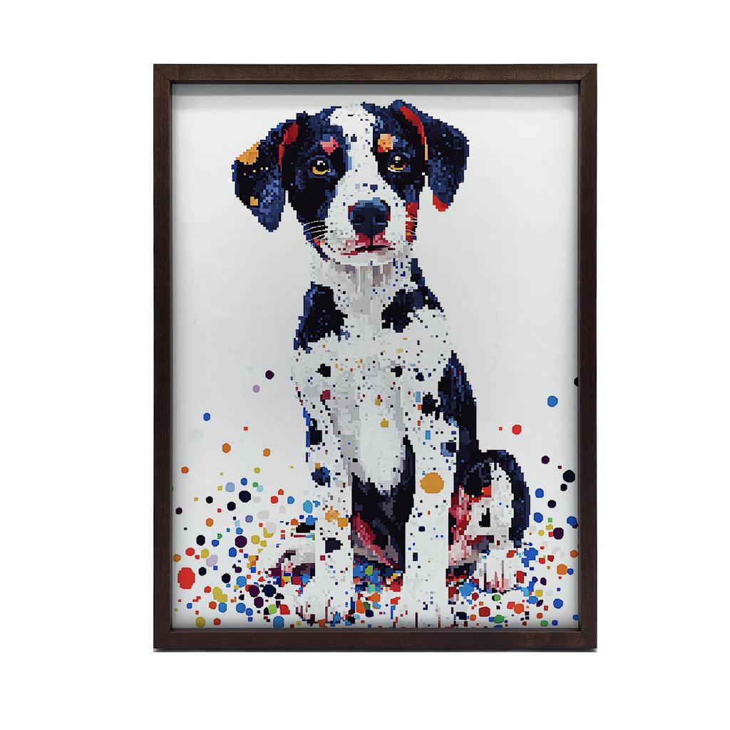 Plakat Z Psem W Kolorowej Mozaice Plakat Z Psem W Kolorowej Mozaice, 30X40 Cm, Rama Aluminiowa Czarna, Papier Matowy 230 Gsm
