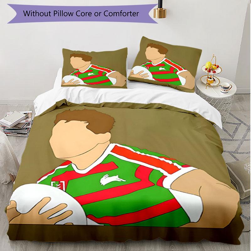 3pcs Duvet Cover Set (1*Duvet Cover + 2*Pillowcase, Without Core), South Sydney Rabbitohs Print Soft All‑Season Bedding Set, Home Bedroom Decor Gift