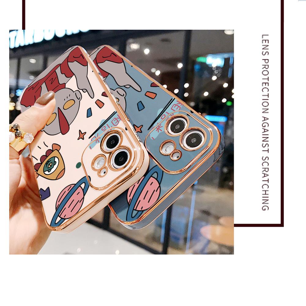 Bunte Druckmuster Quadratisches Randmuster Gehäuse Überzogene Telefonschale Luxus Überzogene Weiche Telefonhülle für Huawei Honor Xiaomi Redmi