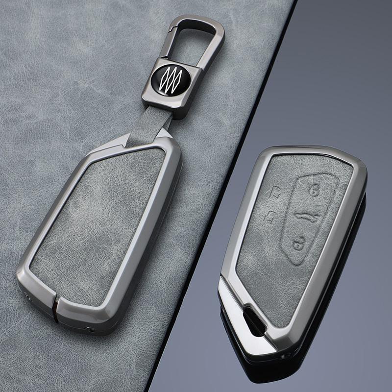 Leather Zinc Alloy Car Key Case Cover For Vw Volkswagen Golf 8 Skoda Octavia A8 Seat Leon Mk4 Key Chain Accessories