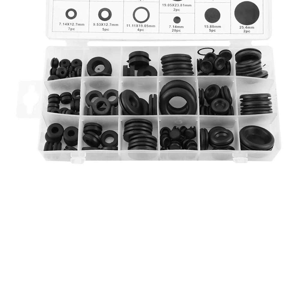 125 pcs 18 Sizes Rubber Grommet Kit Hollow Closed Wire Grommets Firewall Grommet
