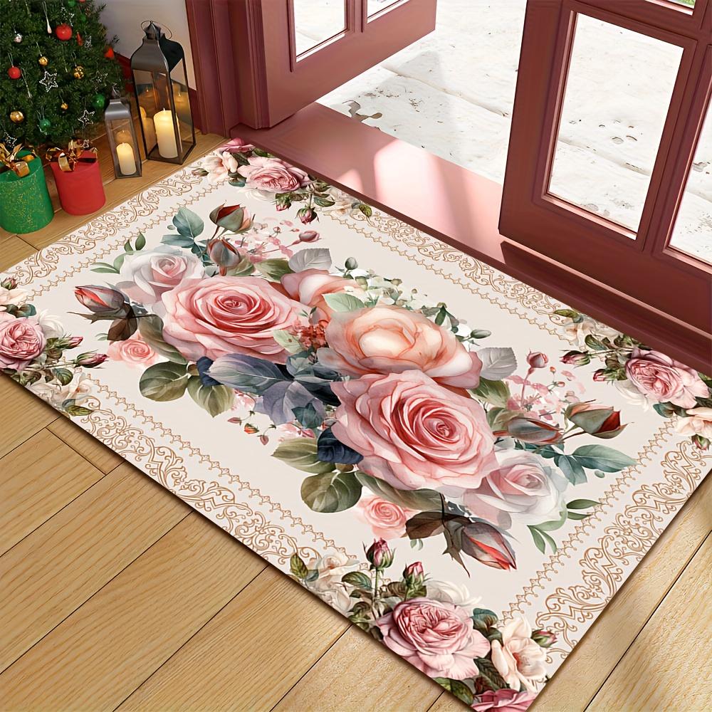1Pcs Anti Fatigue Kitchen Rugs Vintage Floral Waterproof Non-Slip Thick Cushioned Kitchen Mat Heavy Duty Comfort Standing Mat for Kitchen