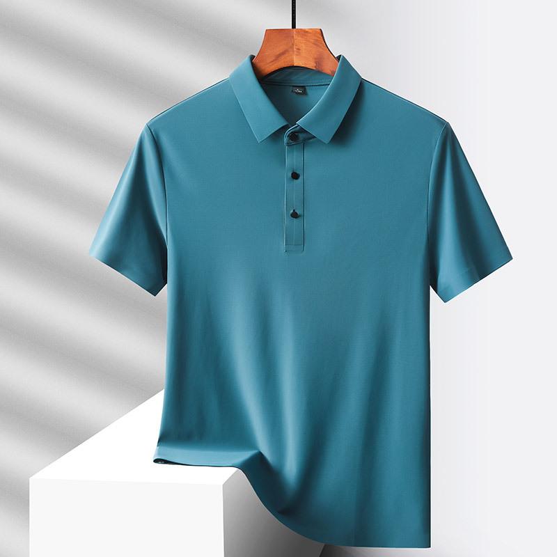 Dad's Summer Clothing Middle-aged Men's Short Sleeved T-shirt Summer Ice Silk Quick Drying Polo Shirt