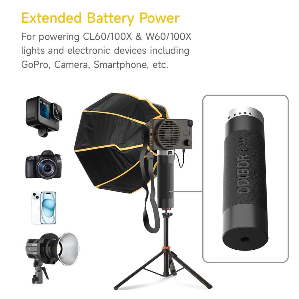 COLBOR PG77 77WH Battery Grip with 1 4 Inch Screw D Tap Type C Interface Built in Large Capacity Battery Power Supply