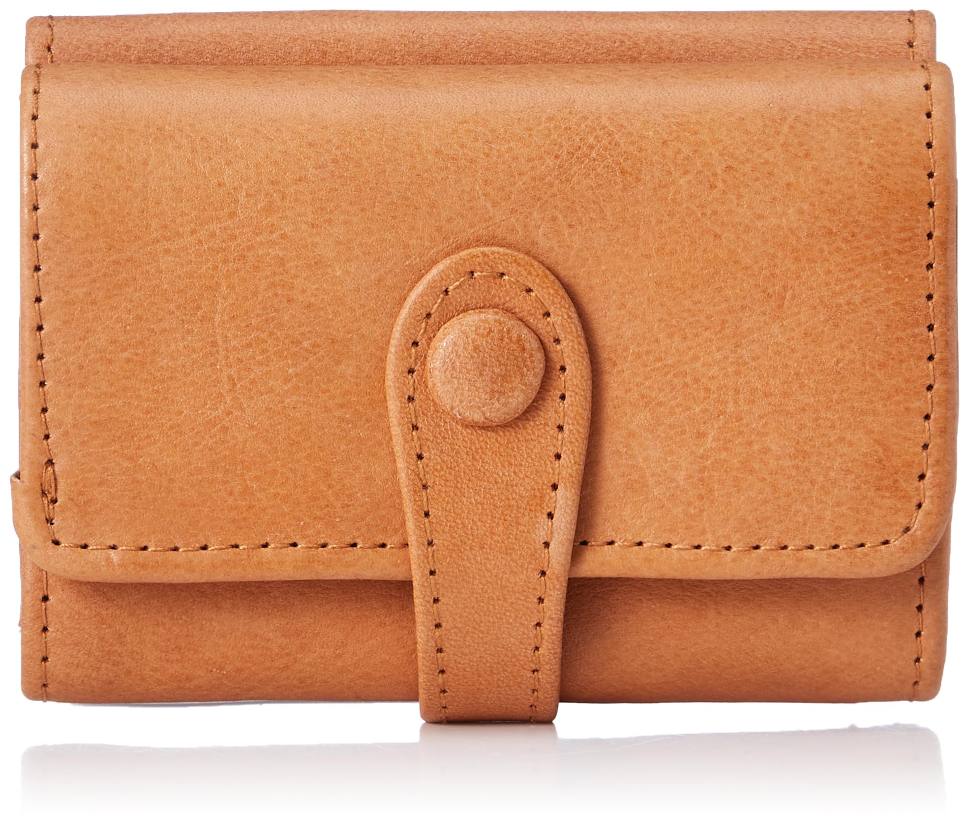 

[Peeks Peak] Cowhide Leather Tri-fold Wallet, Camel