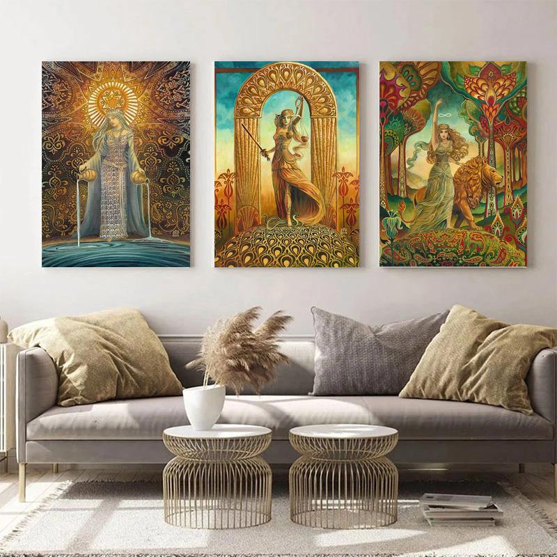 Greek Myth Goddess Witch Pagan Wall Art Poster Psychedelic Bohemian Gypsy Canvas Painting Print Home Decor For Bedroom