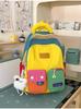 Schoolbag contrasting splicing Internet celebrity backpack female dopamine primary school bag Japanese large capacity burden reduction junior high