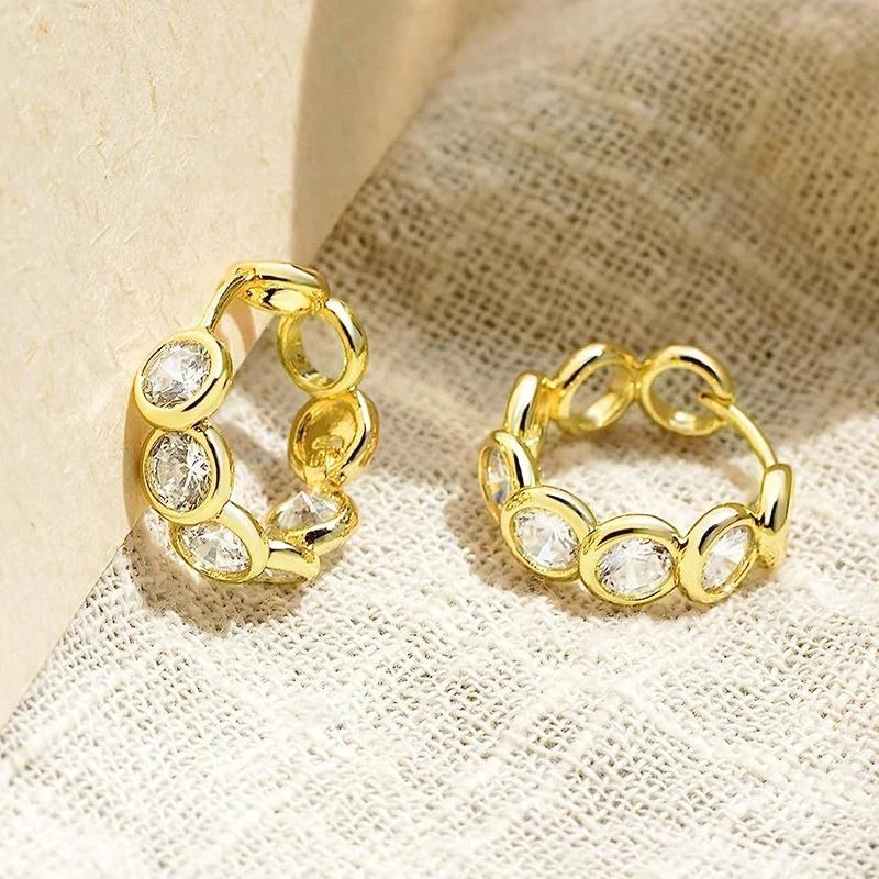 

CAOSHI Fashion Small Hoop Earrings Female Daily Wearable Jewelry Gold Color Bright Zirconia Accessories Teen Girls Accessories