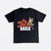 Brick Cat Meme Funny Orange Tabby Throwing Brick Black TShirt