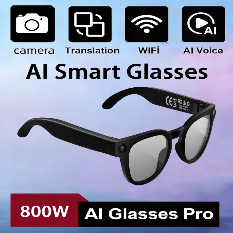MT3 Smart Glasses 8MP HD Camera Video Recording AI Translation Voice Assistant TR90 Ultralight Bluetooth Call Music Smart Eyewear USB Charging Unisex