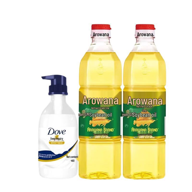 Питательный гель для душа Dove 460 г и Соевое масло Арована 900 мл x2 Комплект