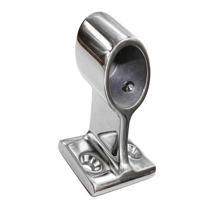 2Pcs Silver 316 Stainless Steel Marine Boat 7/8" 22mm 60 Degree Front Base Stanchion Hand Rail Fitting
