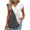 Womens Tops Fashionable V-neck Ruffled Sleeve Short-sleeved T-shirt Business Blouses