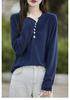 Women's Pure Cotton V-Neck Knitwear: Autumn/Winter Loose Casual Base Layer Sweater