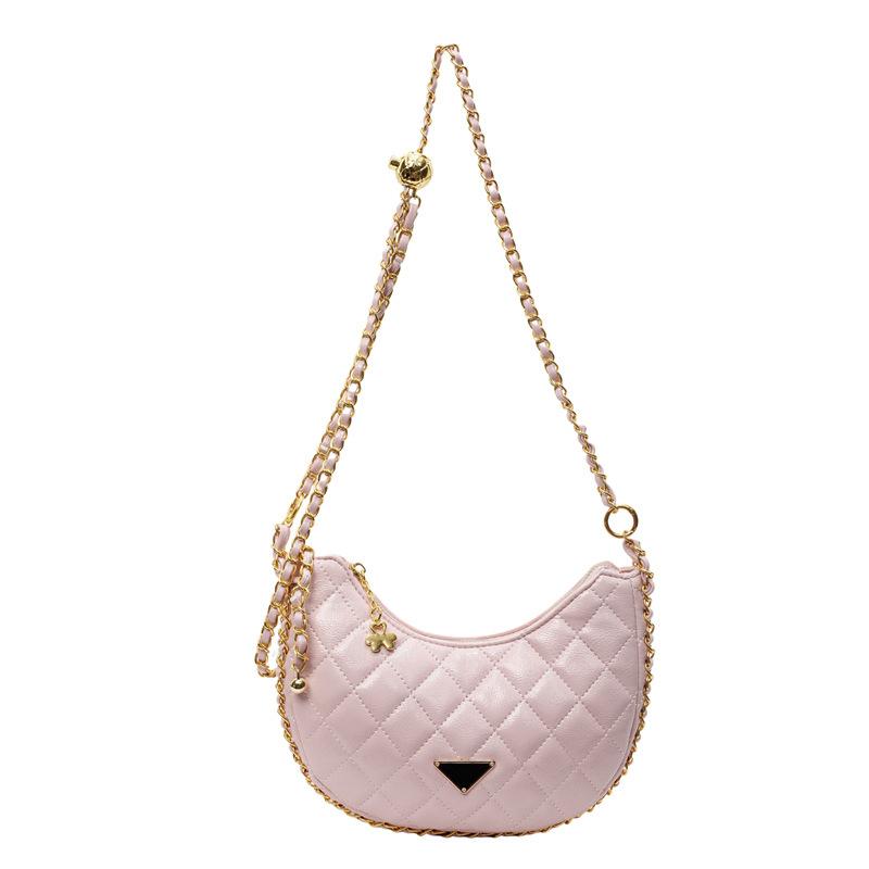 

Популярная мода, высокое чувство, маленький ароматный стиль ромбовидная цепочка, темперамент сумки-пельменя, универсальная повседневная сумка-мессенджер для женщин розовый