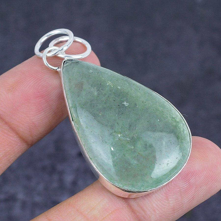 Green Apatite Ethnic 925 Sterling Silver Jewelry Pendant 2.17" n4I45