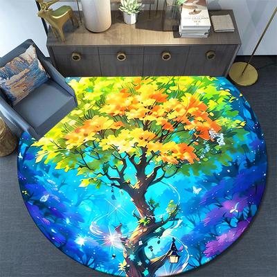 1pc Soft, Absorbent & Non Slip Tree of Life Round Rug Soft Circle Rug for Living Room & Bedroom Decor, Chair Mats, and Unforgettable Home Gi