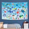 Aquarell Unterwasser Ozean Wandteppich, Bunte Meerestiere Wal Schildkröte Delfin Wandbehang, Ästhetischer Kinder Wandteppich für Zuhause