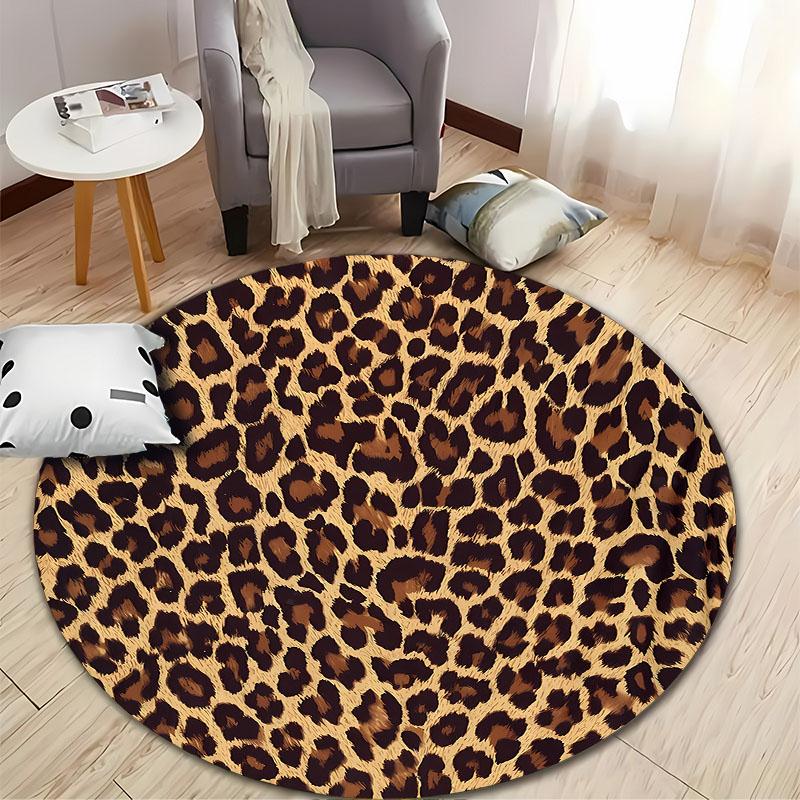 Leopard Print Round Rug for Stylish Living Rooms Round Carpet for Home Sofa Bedroom, Gift