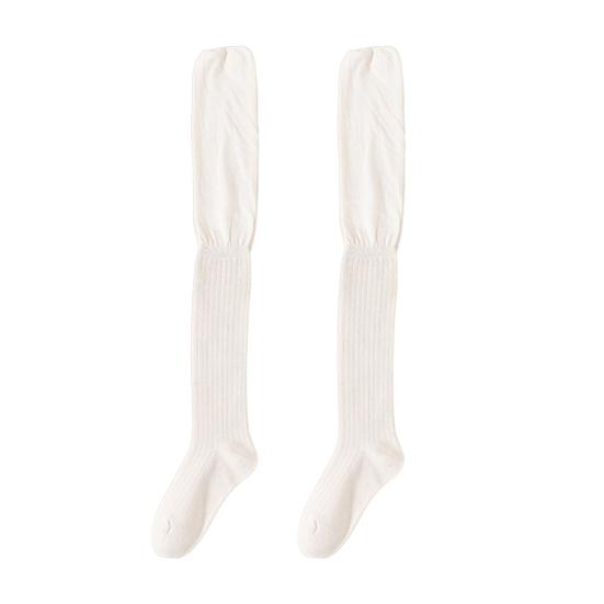 Women Slouchy Over-the-knee Socks Soft Cotton Stretch Thigh High Socks Ribbed Scrunch Tall Boot Socks for Girls
