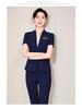 Women's Blue Short-Sleeve Professional Suit Set for Hotel Manager or Receptionist - Spring/Summer Formal Workwear