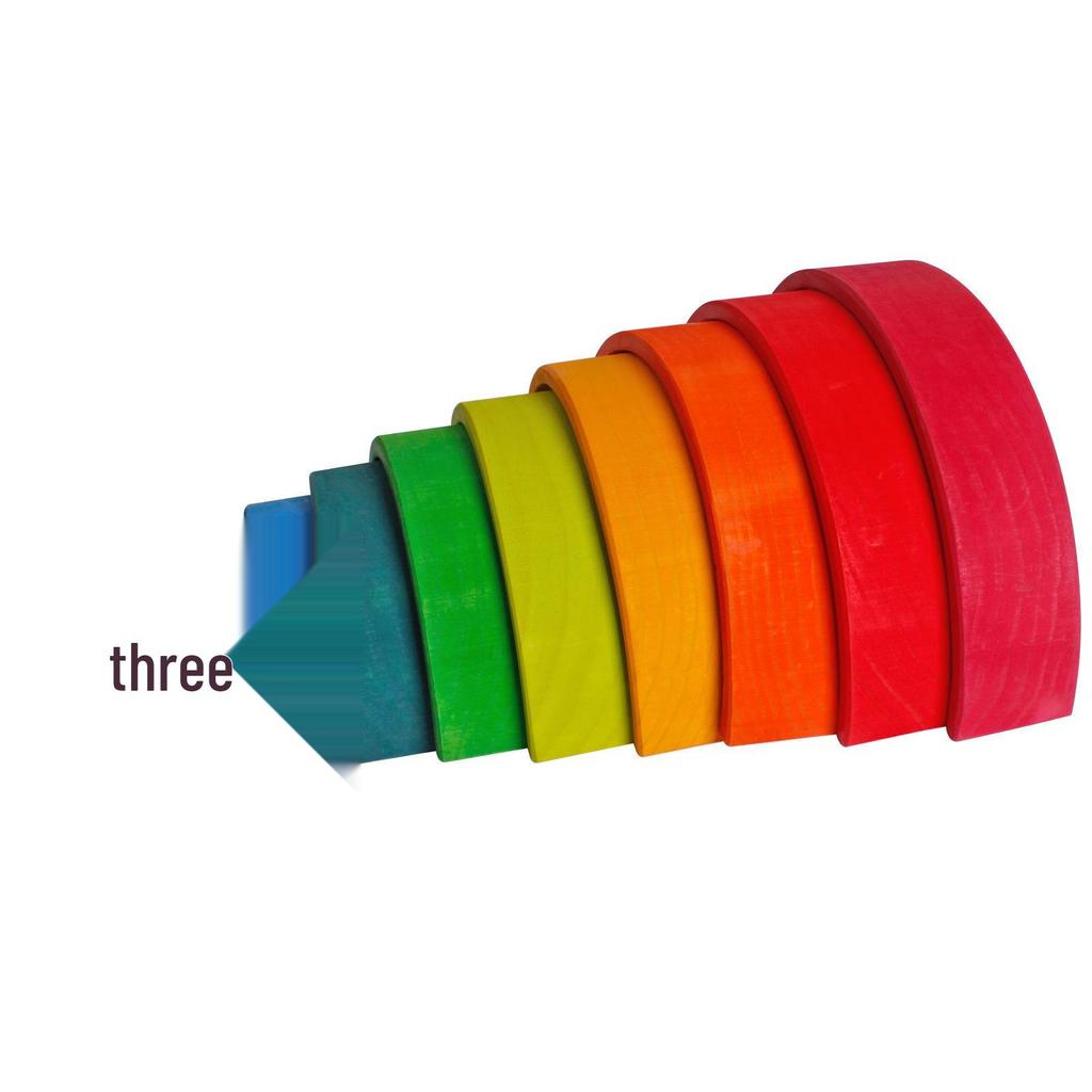 Colorful Wooden Rainbow Arch Bridge & People Stacking Blocks for Children's Early Education