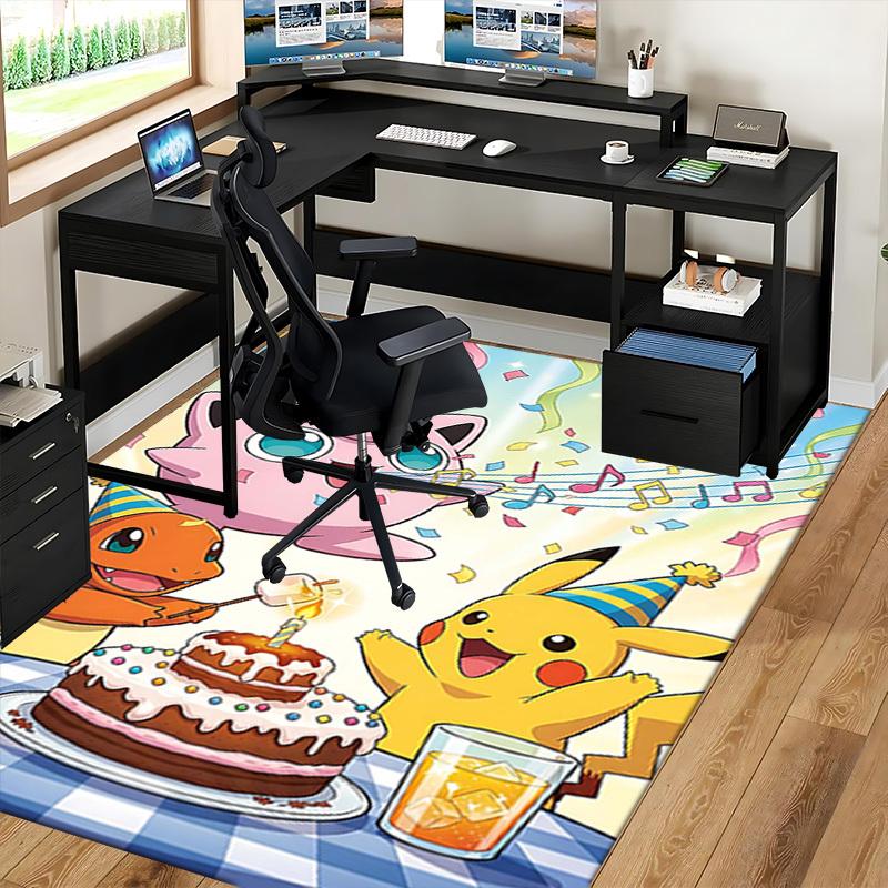 1pc Pikachu, Charmander & Jigglypuff Birthday Party Chair Mat, Non-Slip Carpet for Office, Home Decor, Living Room, Bedroom, Game Room, Festive Gift,