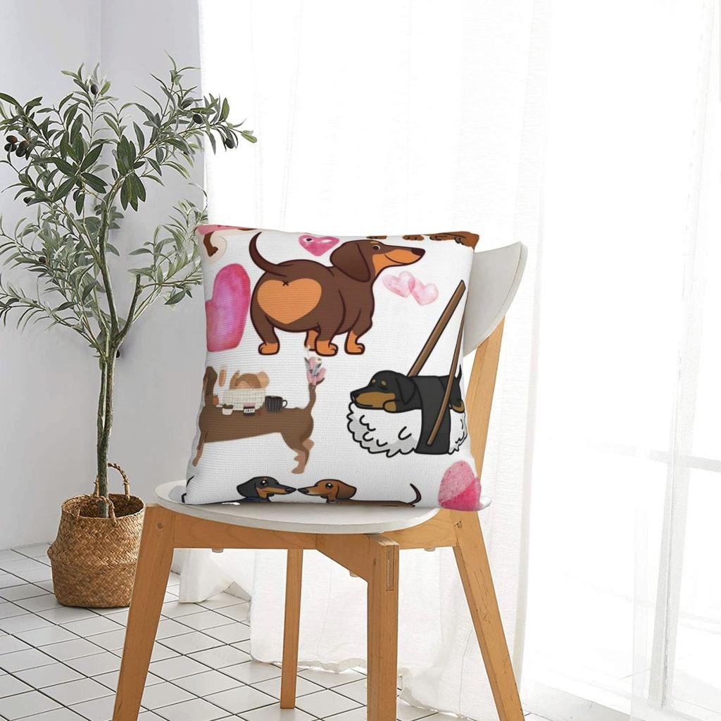 Dachshund Pillow Covers Bed Car Dogs Animal Valentines Day Cushion Cover Cute Decorative Pillowcase 4040