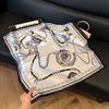 71 Silk Scarf Square Scarf High Sense Korean Fashion Versatile Professional Simulation Silk Small Scarf Retro Paper Pattern Silk Scarf Women