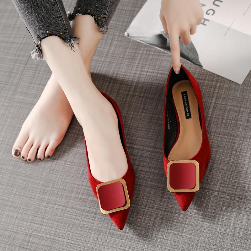 Fashion Brand 2025 Flats Shoes Women Flock Soft Soled Ballets Ladies Pointed Toe Party Shoes Bridesmaid Wedding Shoes OL Office Shoes