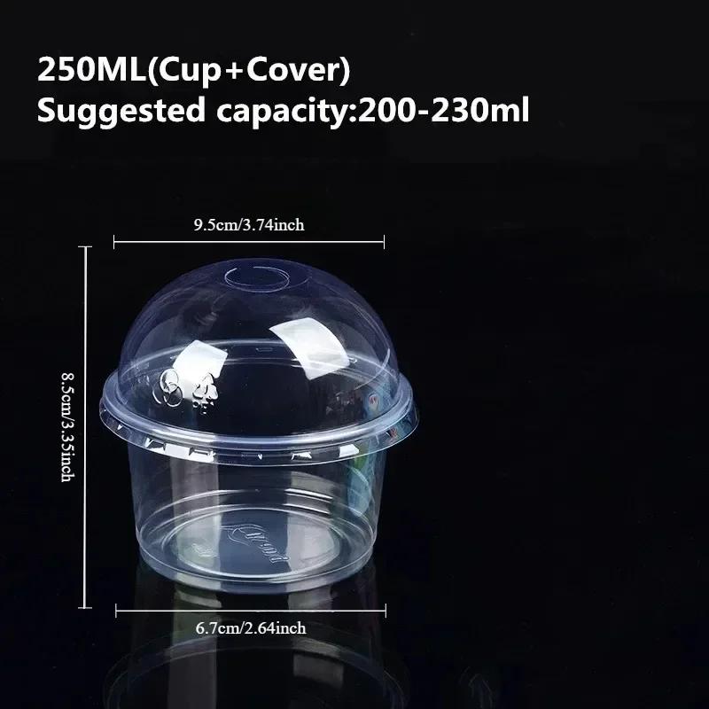 100PCS Pudding Cups Wiht Lids Plastic Boxes Ice-Cream Mousse Dessert Picnic Party Packing Dessert Cups with Lid 250ml/300ml