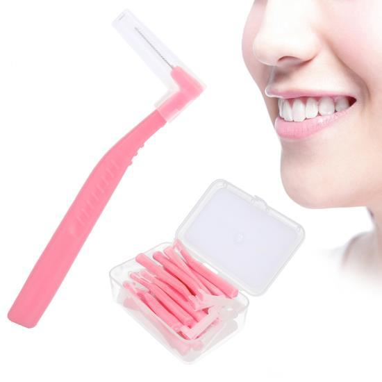 20pcs L Shape Interdental Brush Angle Cleaners  Dental Tool Teeth Cleaning Toothpick Pink 