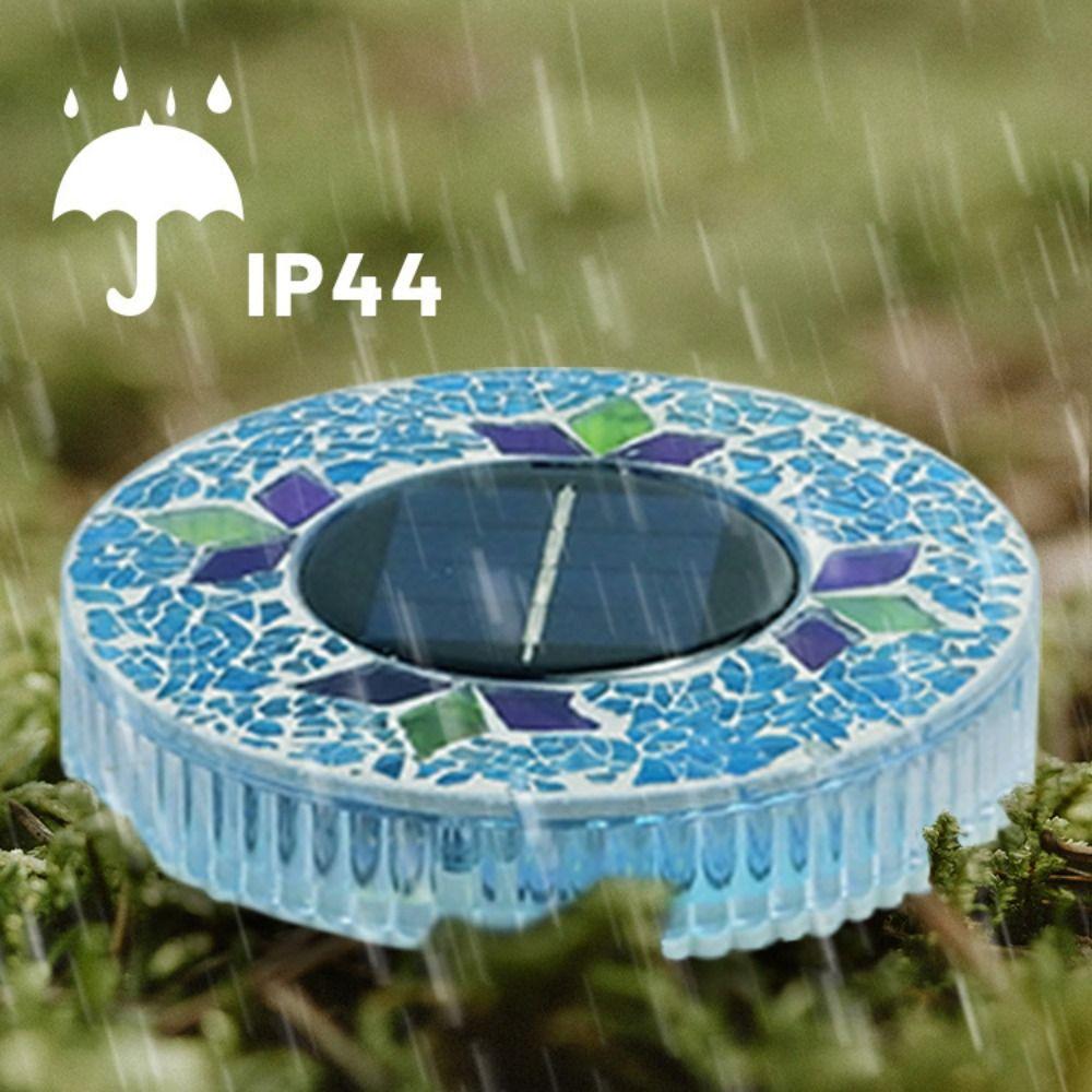 Waterproof Mosaic Solar Disk Light Auto on/Off Round LED Garden Stake Lights Courtyard Landscape Lighting Solar-powered Lights