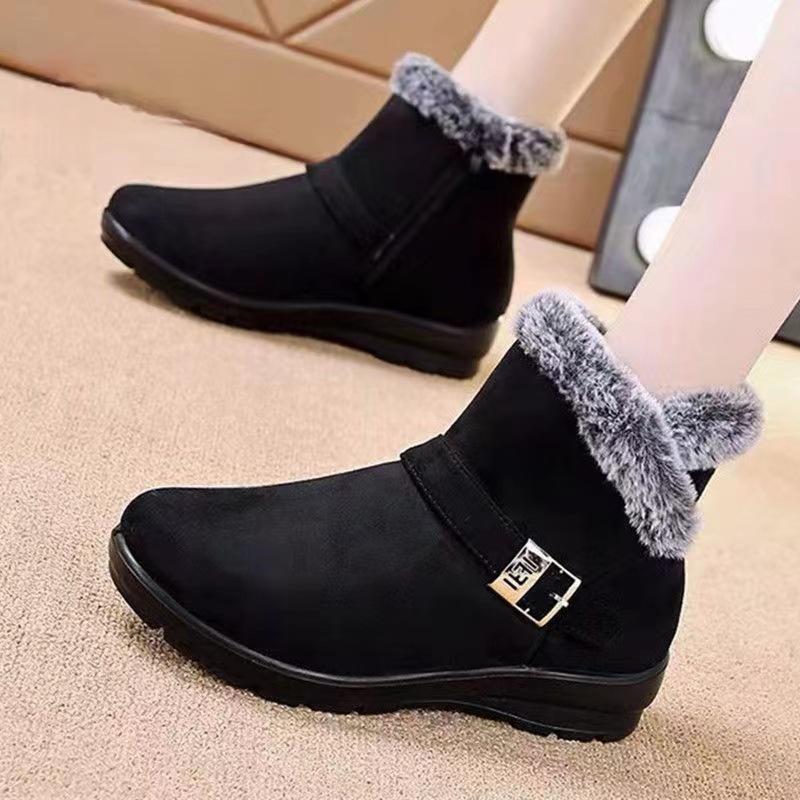 Winter velvet cotton shoes warm casual shoes non-slip thickened medium cotton shoes flat non-slip grandma shoes