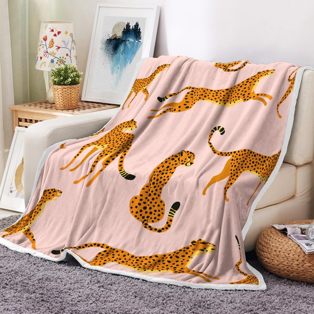 Wild Animal Cheetah Flannel Fleece Bed Blanket Bedspread Bed Cover Soft Lightweight Warm Cozy Throw Blanket Twin Queen King Size