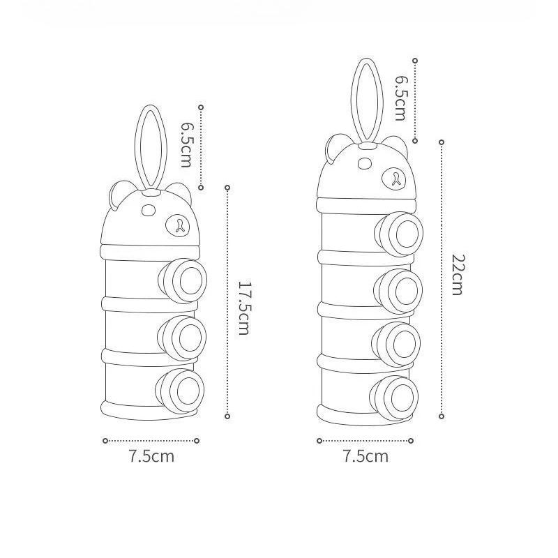 3/4Layer Portable Baby Food Storage Box Cartoon Milk Powder Dispenser for Toddlers, Snack Container for Infants, Kids Lunch Box