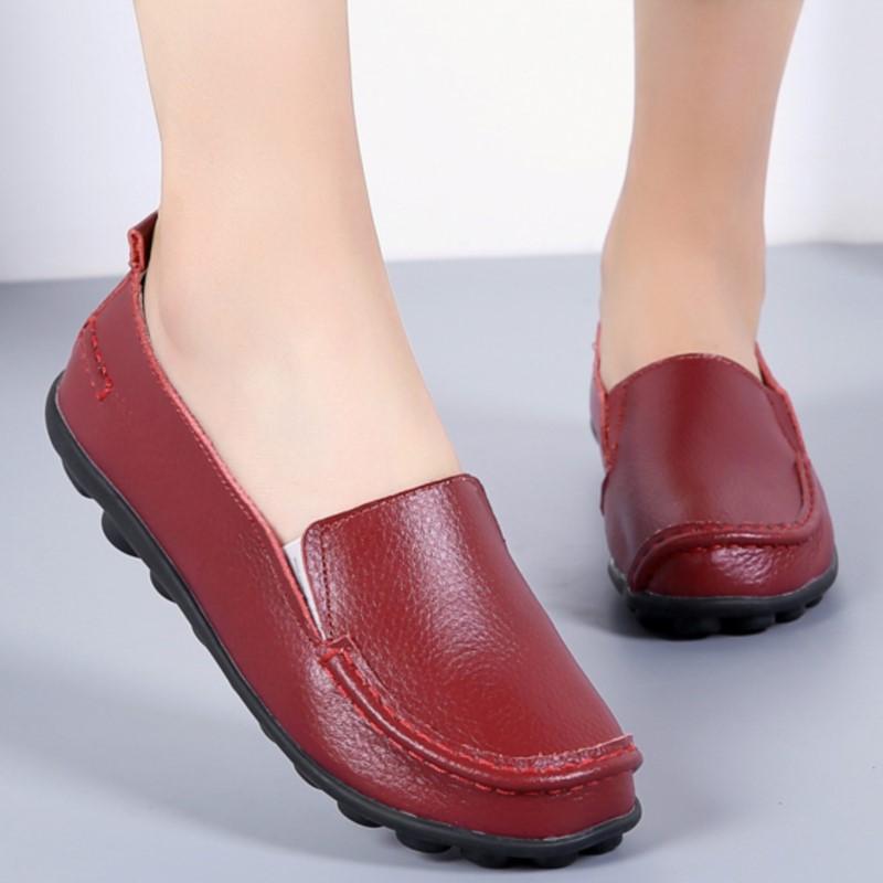 Women Flats Genuine Leather Fashion Footwear Women Shoe Moccasins Shoes Women Slip On Flat Shoes Soft Plus Size Tenis Feminino