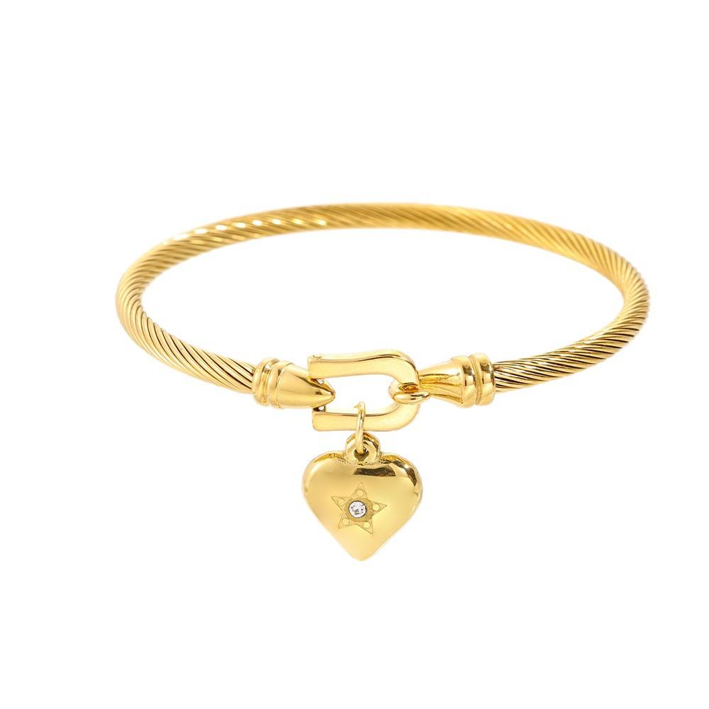 Love Diamond  Women, Fashion European and American Design Corrosive Pentagram Diamond Titanium Steel  K Gold 