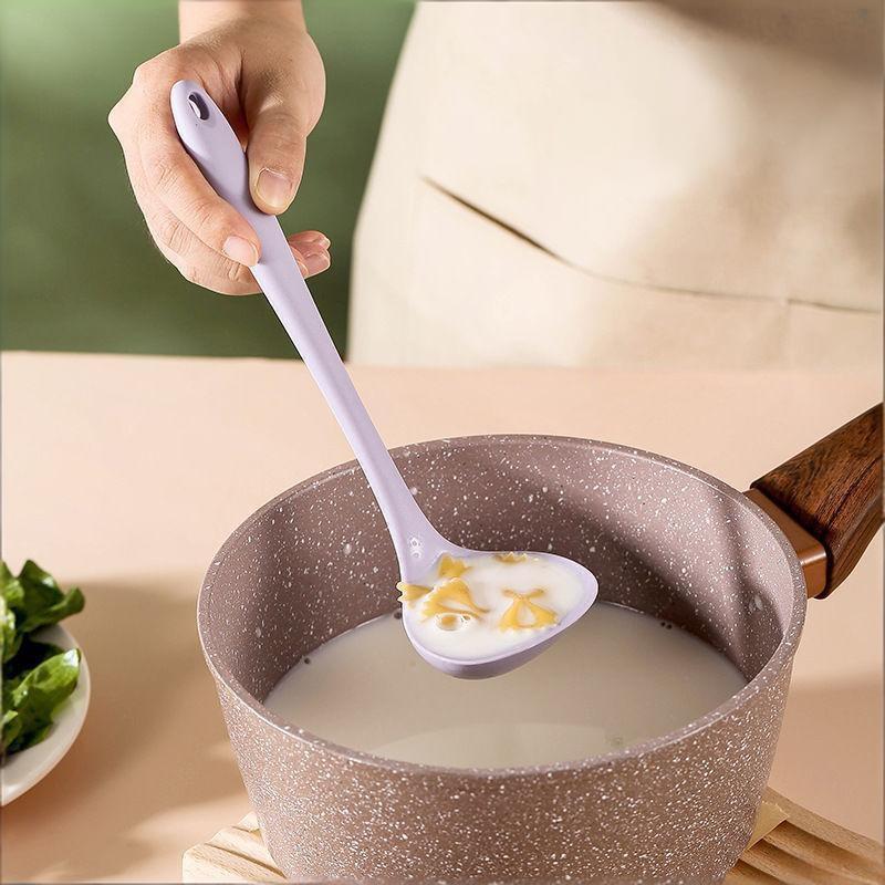 Long Handle Silicone Soup Spoon Large Ramen Noodles Tablespoons Pot Porridge Ladle Scoop Kawaii Japanese Kitchen Utensils