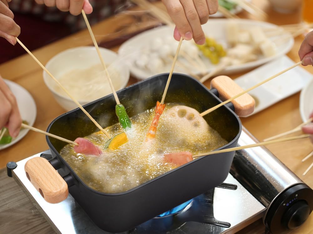 Ishigaki Delish Life Cast Iron Compact Tempura IH 4568 Pot, Square, Compatible,