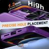 With Card Holder Sliding Camera Cover And Stand For iPhone 16E / iPhone 17E Phone Case, Anti-Fall PC+TPU Wallet Case-Purple