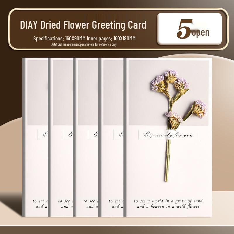 Handmade Dried Flower Greeting Card for Mother's Day, Thanksgiving, Birthdays & More