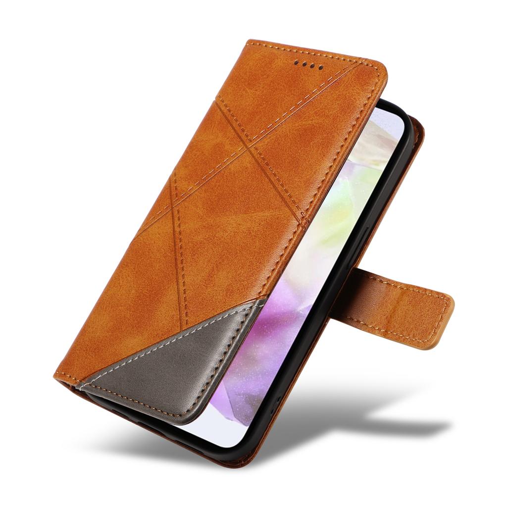 For Samsung Galaxy A35 5G Case Magnetic Clasp Leather Phone Cover Imprinted Geometric Line